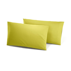 Ensemble de 2 Taies d'Oreiller en Coton Uni pour Lit Double 50x80cm