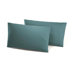 Ensemble de 2 Taies d'Oreiller en Coton Uni pour Lit Double 50x80cm