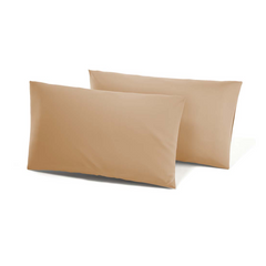 Ensemble de 2 Taies d'Oreiller en Coton Uni pour Lit Double 50x80cm