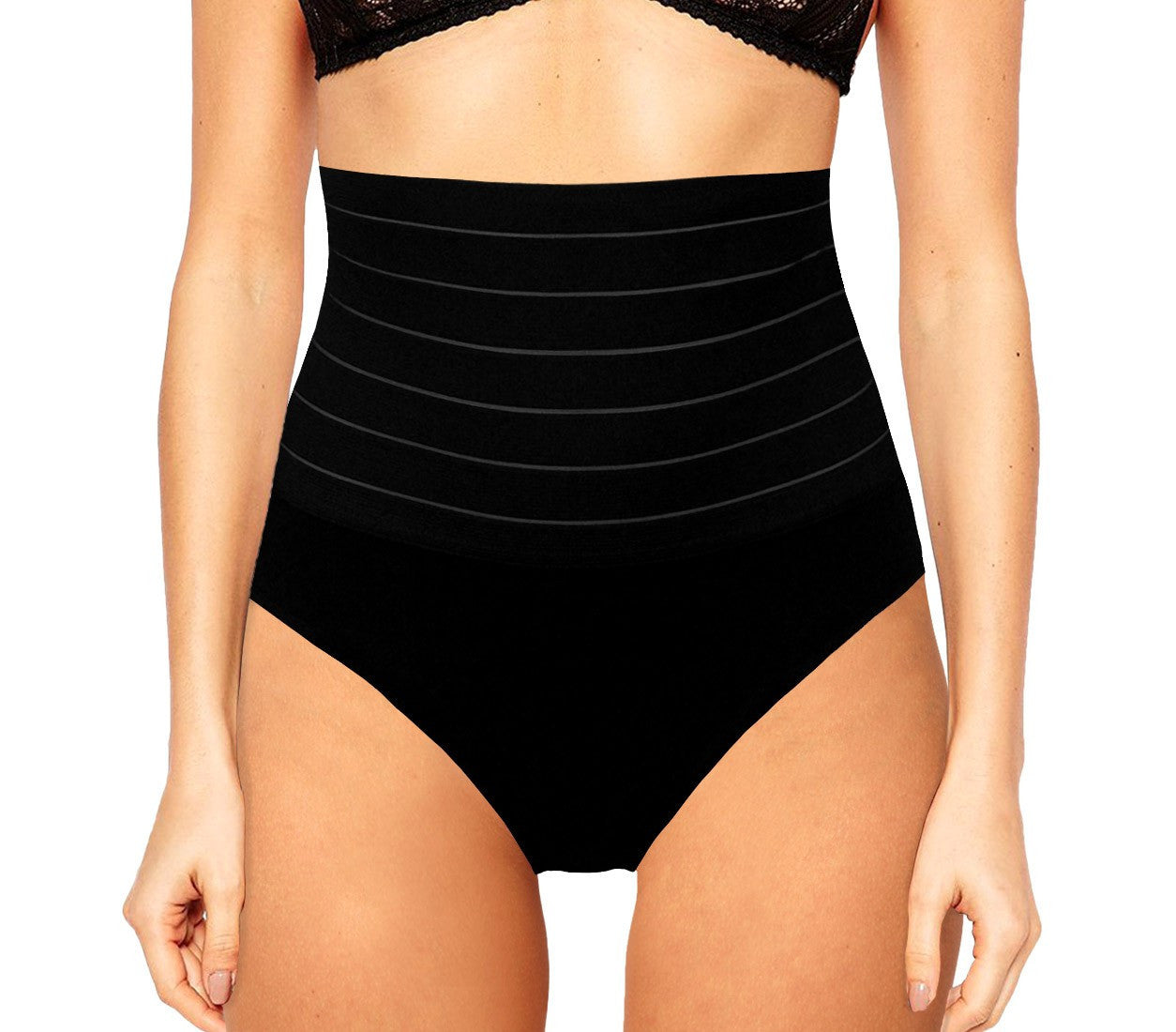 2 pièces Ceinture Haute 1 Blanche 1 Noire Slip Femme Gainante Modélante