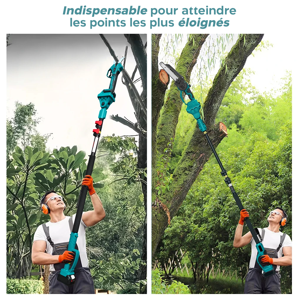 Kit 3 en 1 Ciseaux Électriques 48V avec Tronçonneuse 6" et Panneau Télescopique