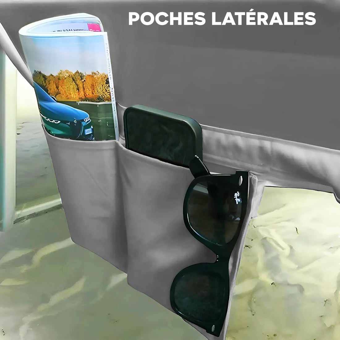 Serviette de Plage avec Poches et Coussin Gonflable en Microfibre