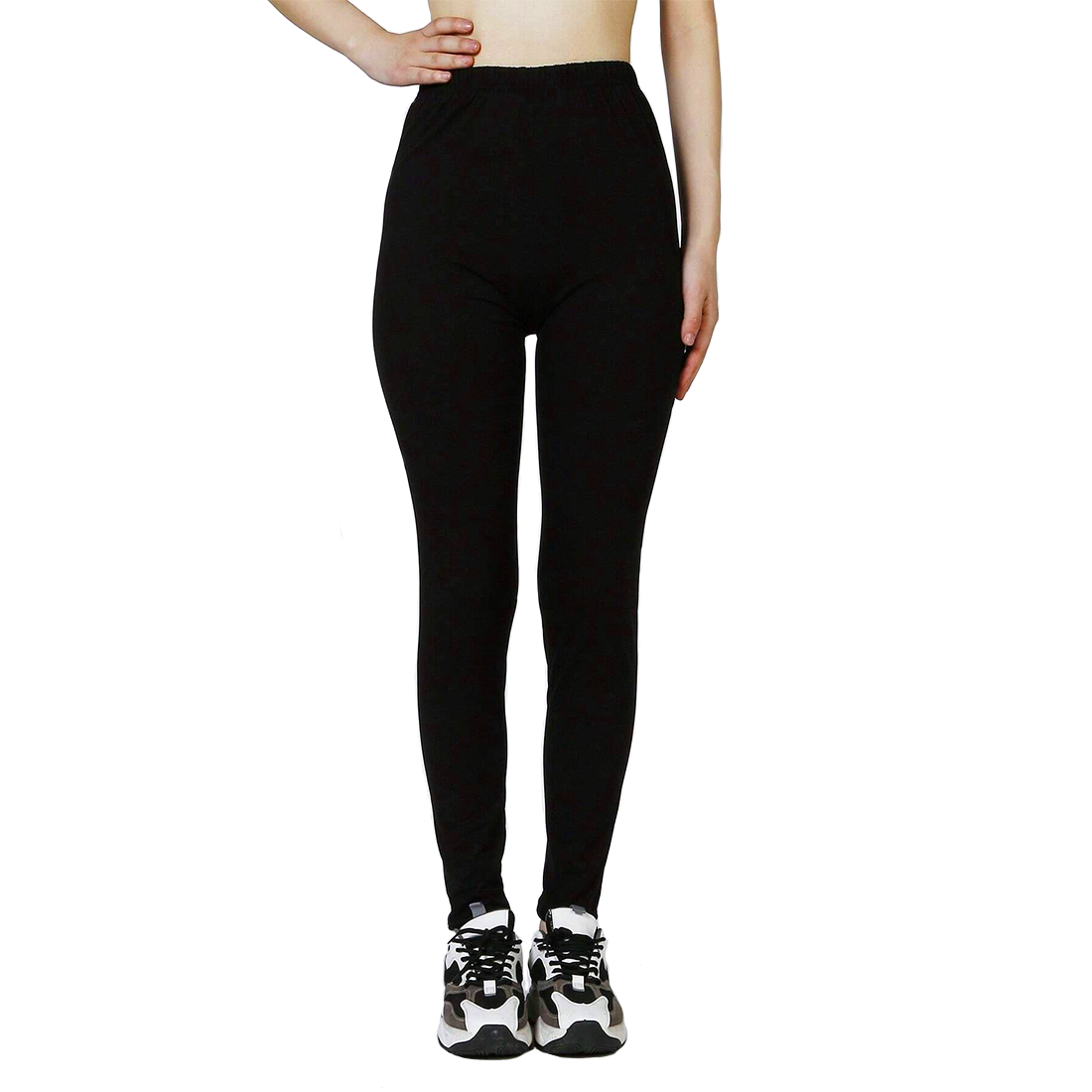 Set de 3 Leggings femme noirs, coton extensible, été, taille haute