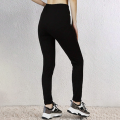 Set de 3 Leggings femme noirs, coton extensible, été, taille haute