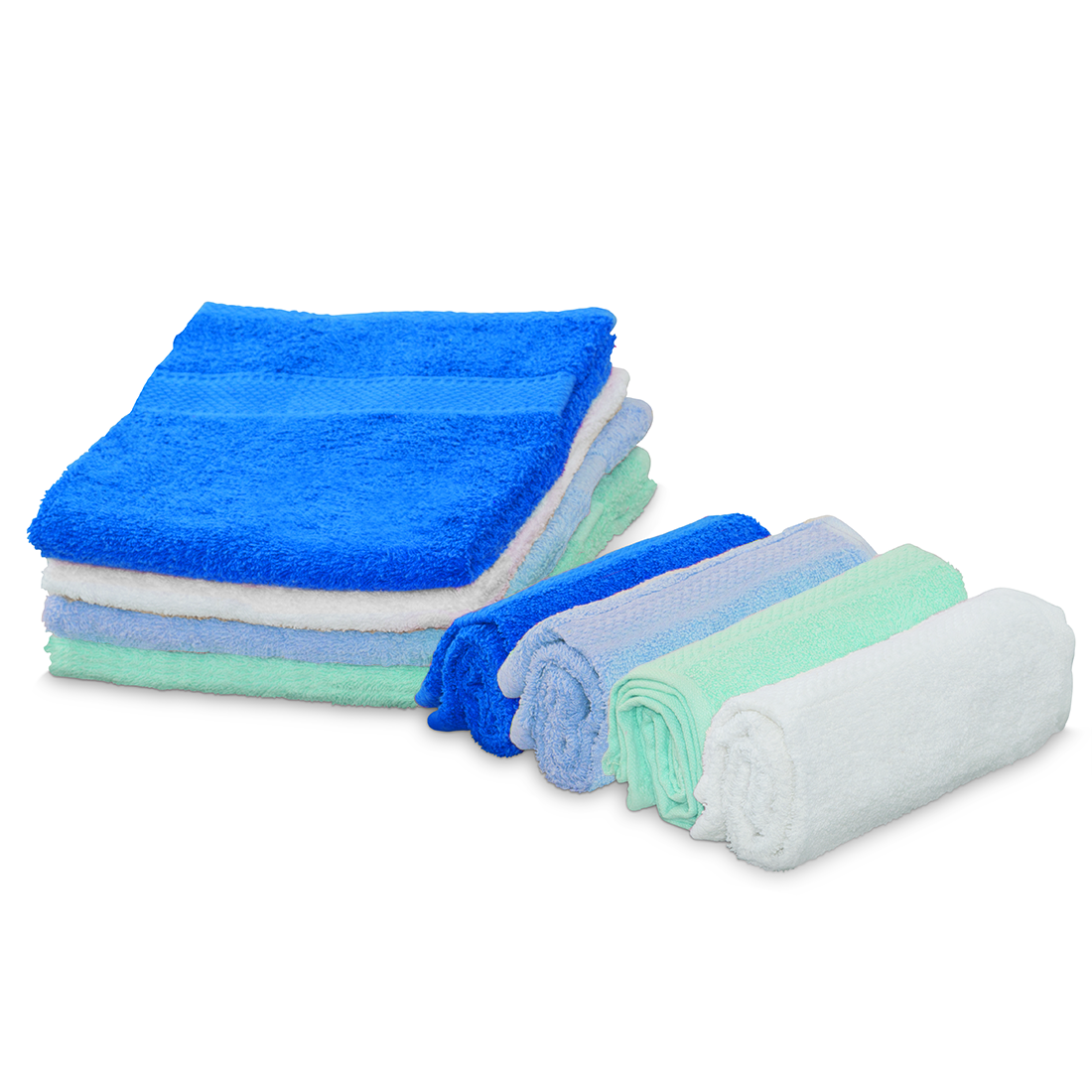 Ensemble de 8 serviettes : 4 pour le visage et 4 invités, en pur coton