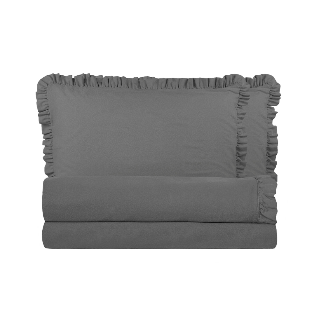 Ensemble lit double avec volant deux draps et deux taies d'oreiller avec volant