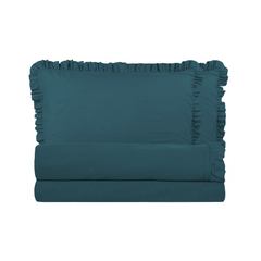 Ensemble lit double avec volant deux draps et deux taies d'oreiller avec volant