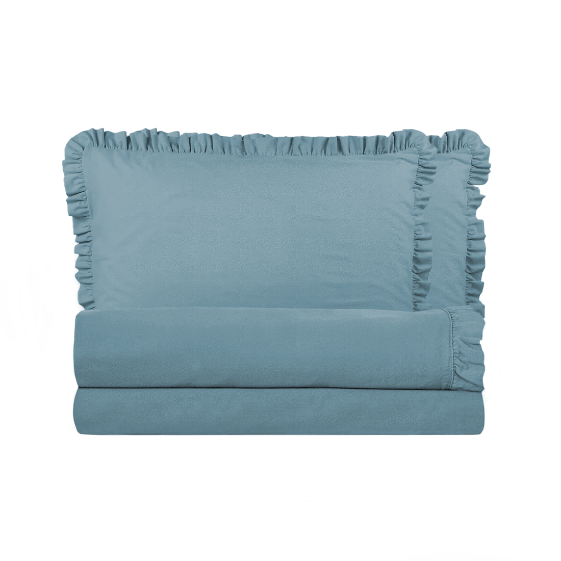 Ensemble lit double avec volant deux draps et deux taies d'oreiller avec volant