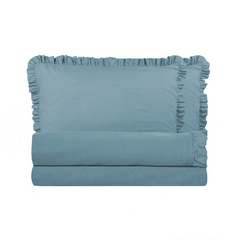Ensemble lit double avec volant deux draps et deux taies d'oreiller avec volant