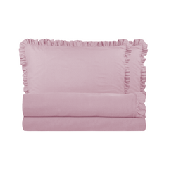 Ensemble lit double avec volant deux draps et deux taies d'oreiller avec volant