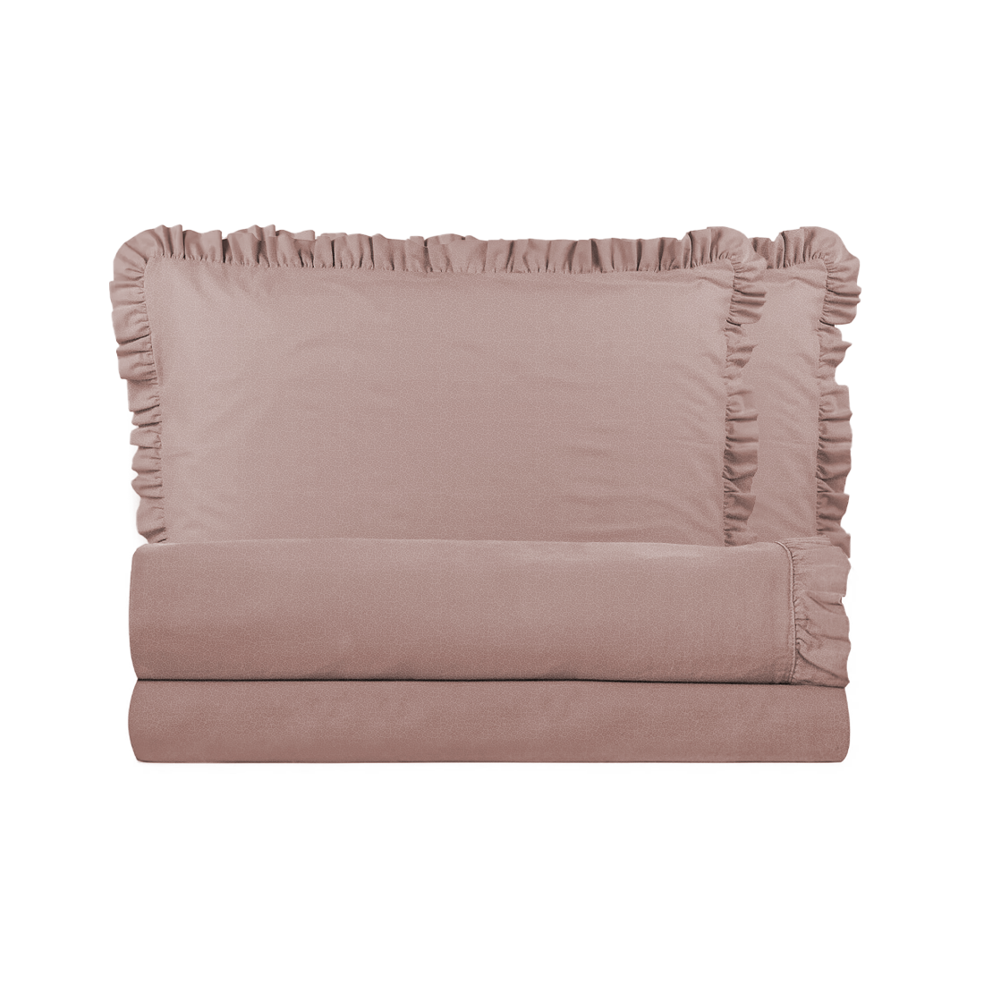 Ensemble lit double avec volant deux draps et deux taies d'oreiller avec volant