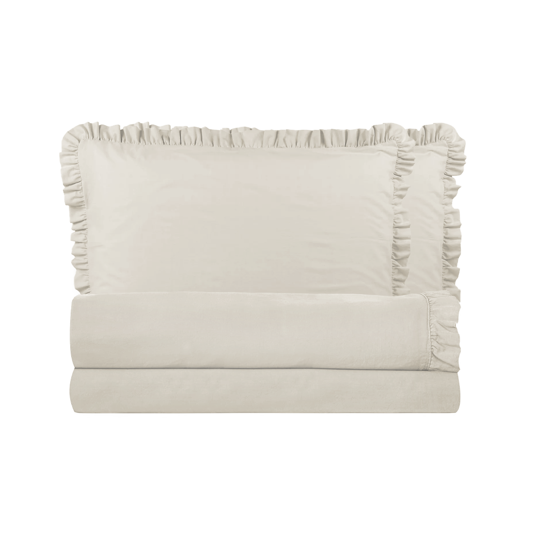 Ensemble lit double avec volant deux draps et deux taies d'oreiller avec volant