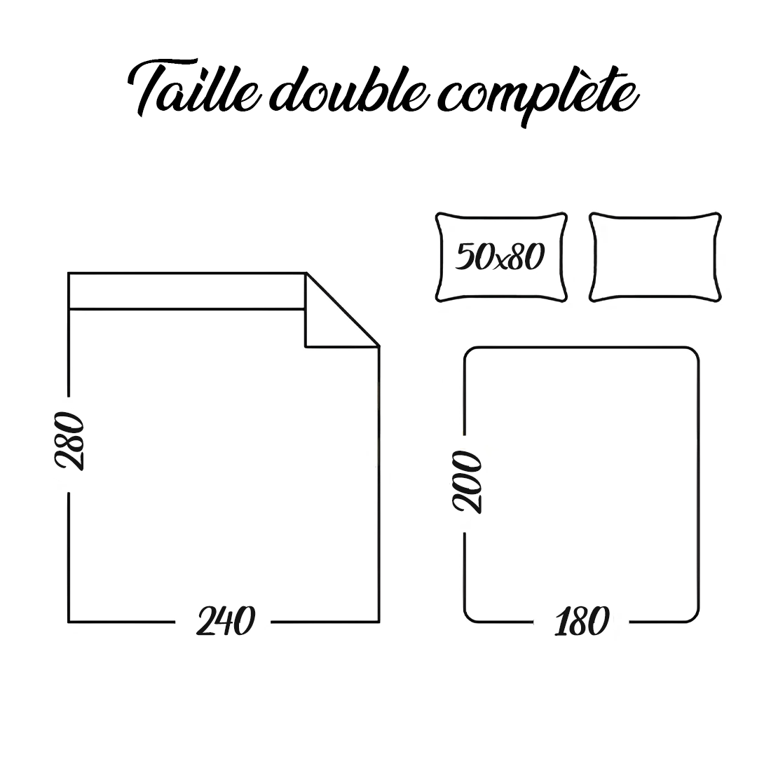Ensemble lit double avec volant deux draps et deux taies d'oreiller avec volant