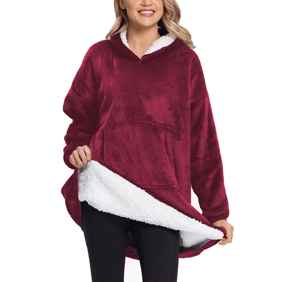 Sweat à capuche plaid oversize, manteau avec manches unisexe, taille unique