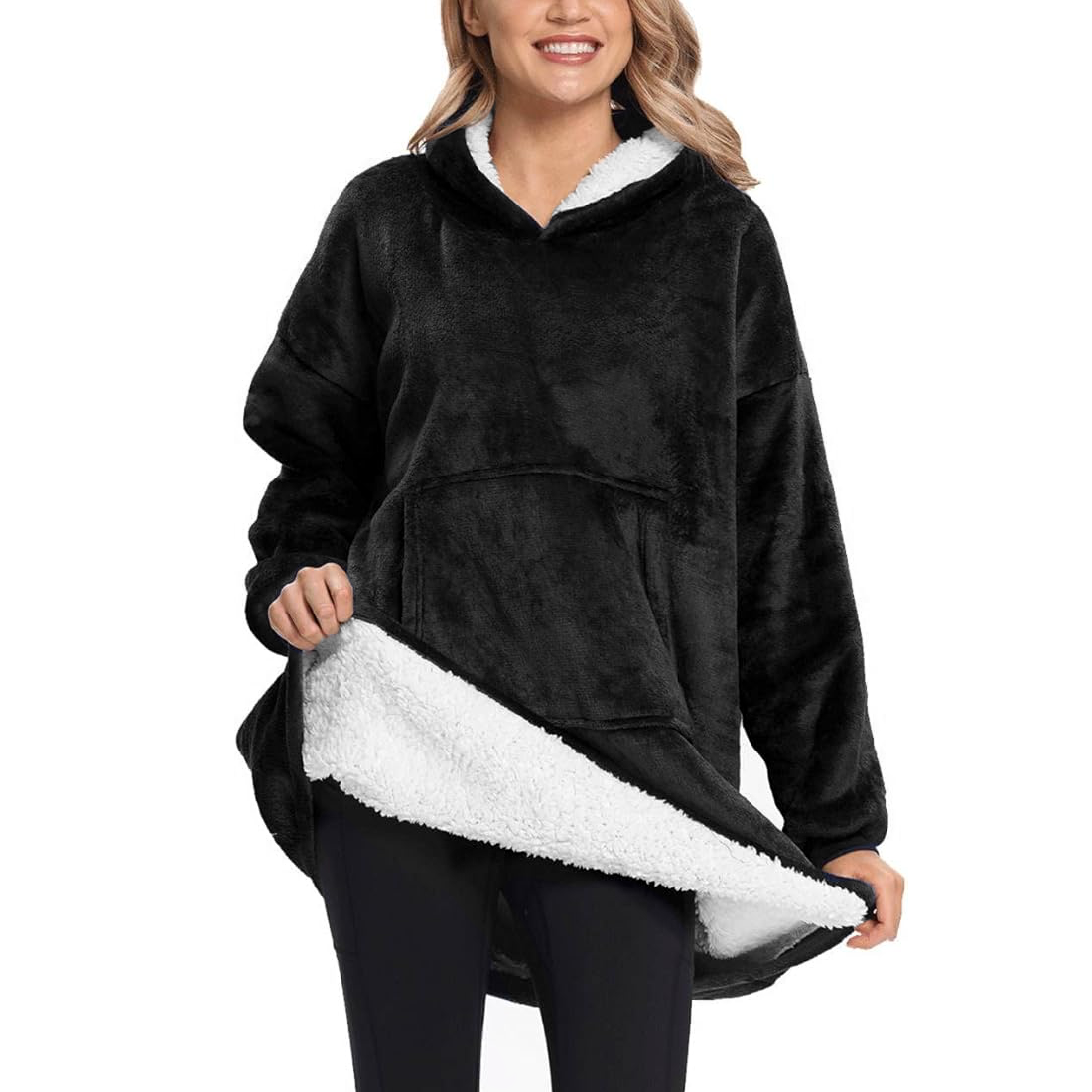Sweat à capuche plaid oversize, manteau avec manches unisexe, taille unique