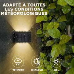 4 pièces Lampe Murale Solaire 8 LED Applique Étanche 2700K