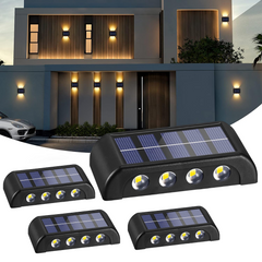 4 pièces Lampe Murale Solaire 8 LED Applique Étanche 2700K
