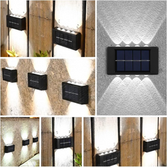 4 pièces Lampe Murale Solaire 8 LED Applique Étanche 2700K