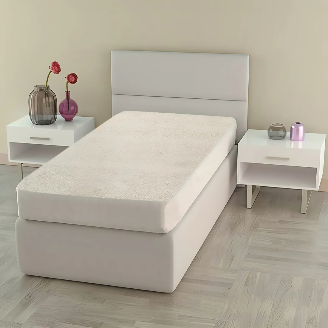 Topper Matelas Simple LOLA Protège-matelas Une Place Effet Laine 85x200cm
