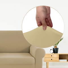 Housse de Canapé 2 Places avec Élastique Uni Antitache en Tissu Piquet