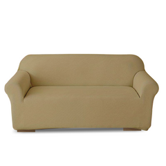 Housse de Canapé 2 Places avec Élastique Uni Antitache en Tissu Piquet
