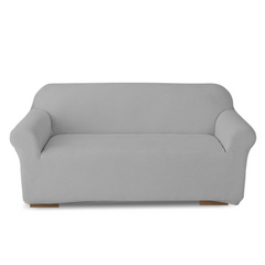 Housse de canapé 3 places avec élastique, uni, anti-tache en tissu piqué