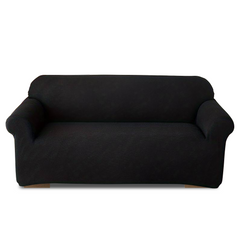Housse de canapé 3 places avec élastique, uni, anti-tache en tissu piqué