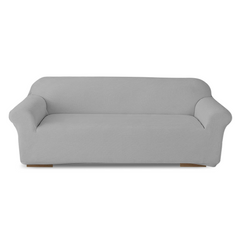 Housse de canapé 4 places avec élastique, unie, anti-taches, en tissu piqué