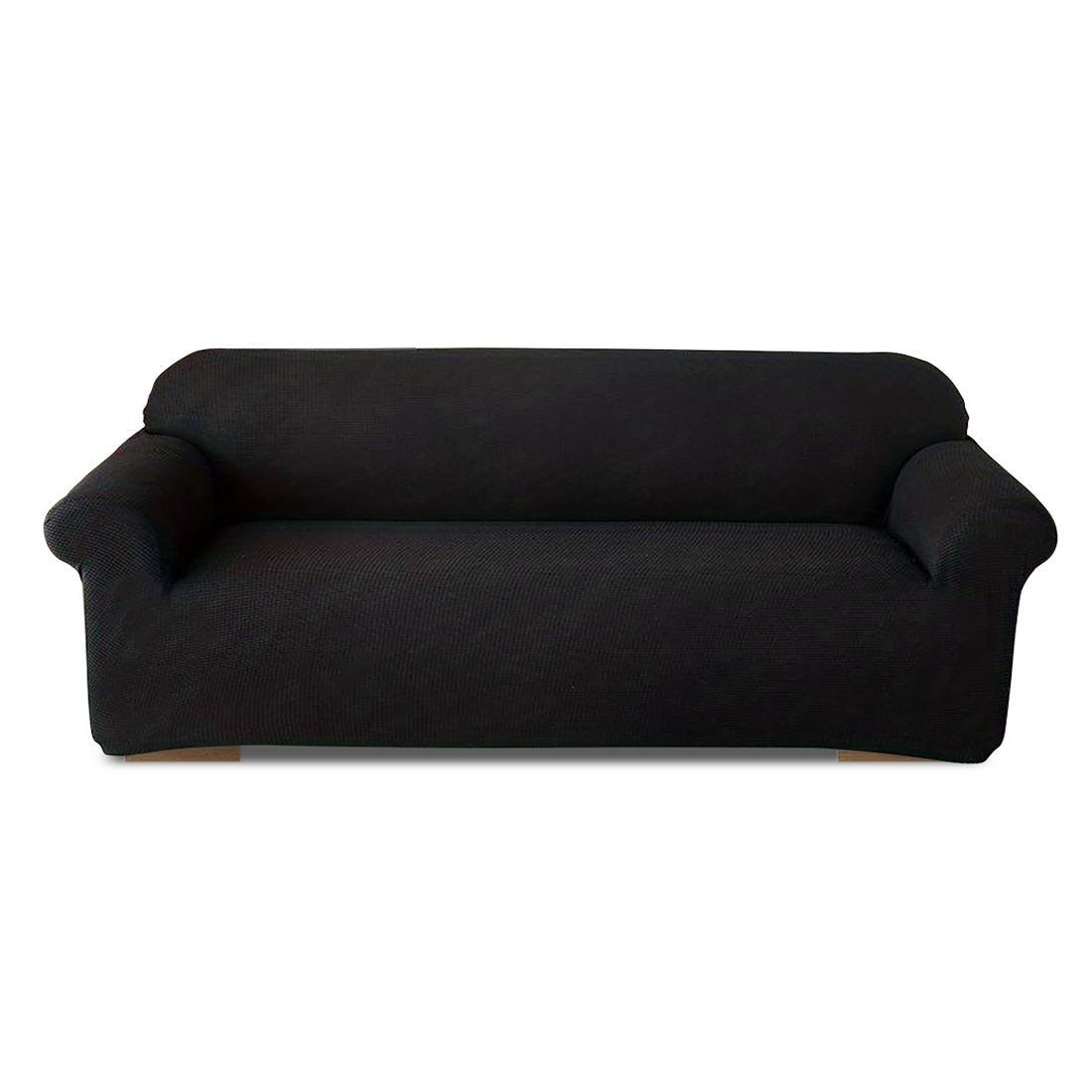 Housse de canapé 4 places avec élastique, unie, anti-taches, en tissu piqué