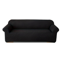 Housse de canapé 4 places avec élastique, unie, anti-taches, en tissu piqué