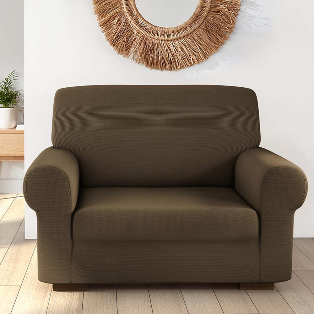 Housse de fauteuil 1 place avec élastique, unie, antimacchia, tissu piqué