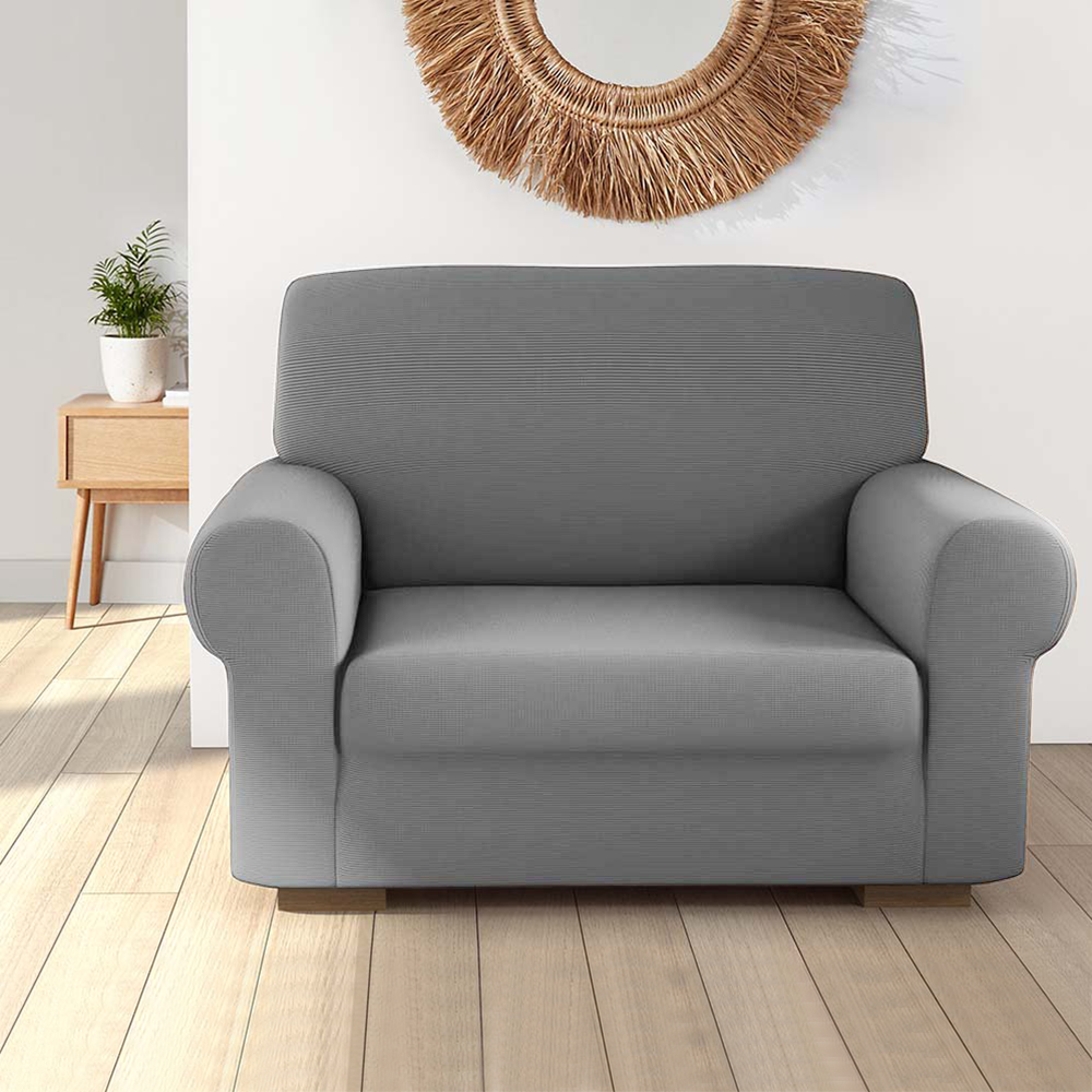 Housse de fauteuil 1 place avec élastique, unie, antimacchia, tissu piqué