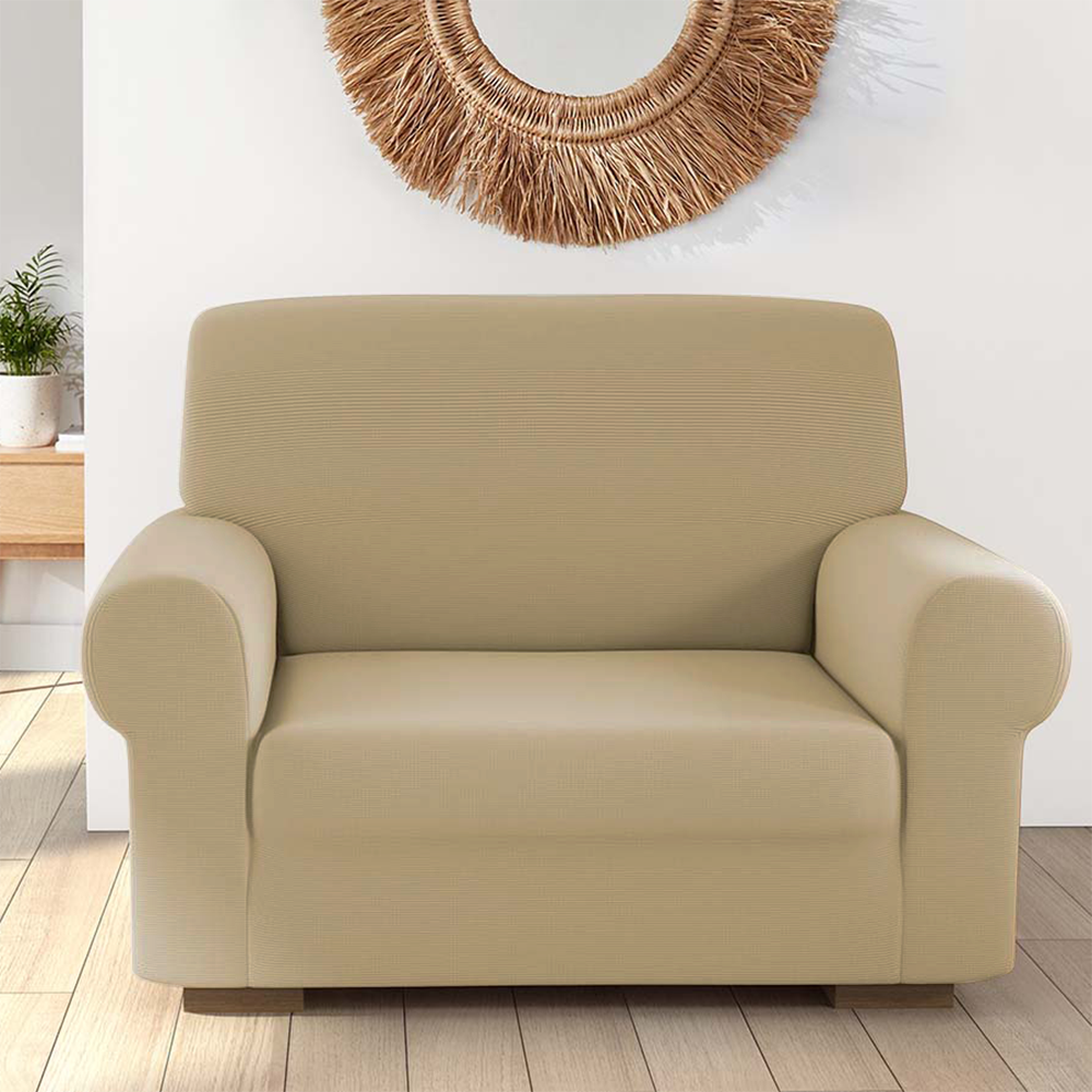 Housse de fauteuil 1 place avec élastique, unie, antimacchia, tissu piqué