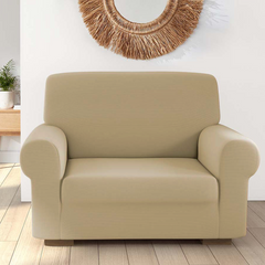Housse de fauteuil 1 place avec élastique, unie, antimacchia, tissu piqué