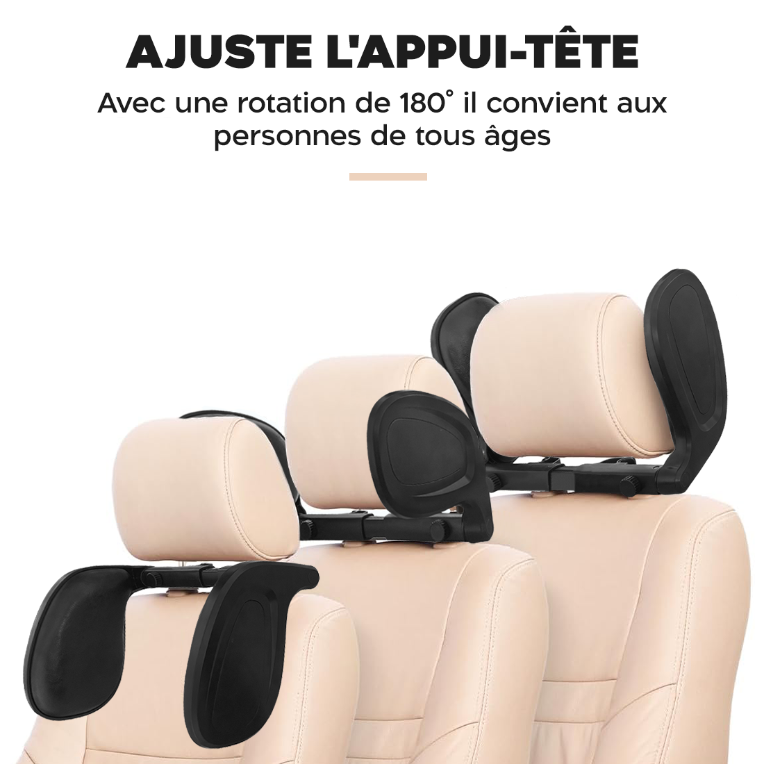 Coussin de tête pour voiture de voyage, support réglable pour le cou à 180°