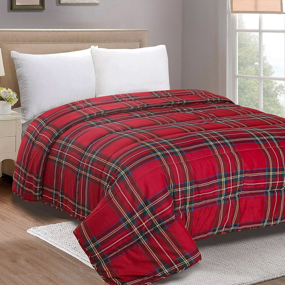 Couette Double en Tissu Velours TARTAN Duvet Hiver de Noël