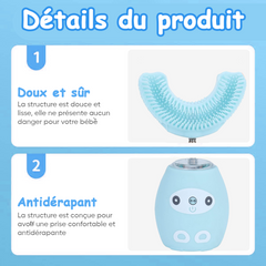 Brosse à dents électrique pour enfants en silicone doux, nettoyage à 360°