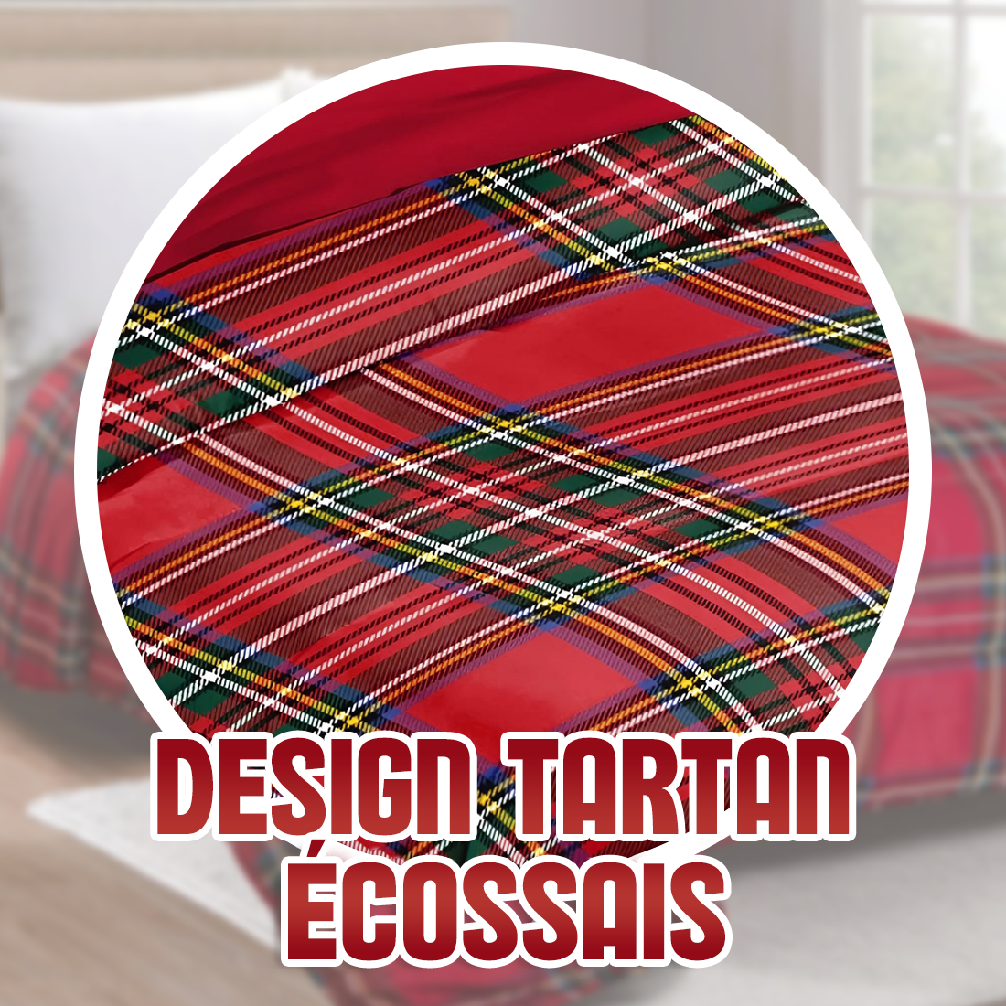 Couette Double en Tissu Velours TARTAN Duvet Hiver de Noël