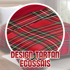 Couette Double en Tissu Velours TARTAN Duvet Hiver de Noël