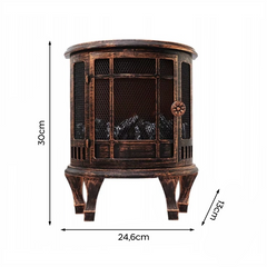 Cheminée Décorative à Piles Effet Flammes Compacte en Bronze