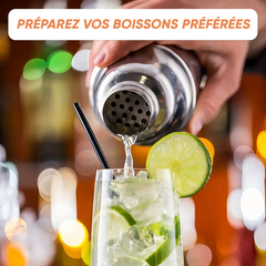Set de Cocktail 8 Pièces Shaker en Acier 750ml Kit de Barman Professionnel