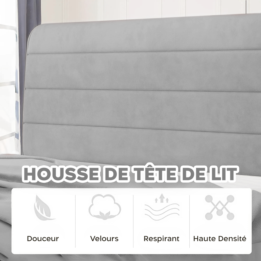 Couette Matrimoniale Velours Duvet Double Face Uni avec Housse de Tête