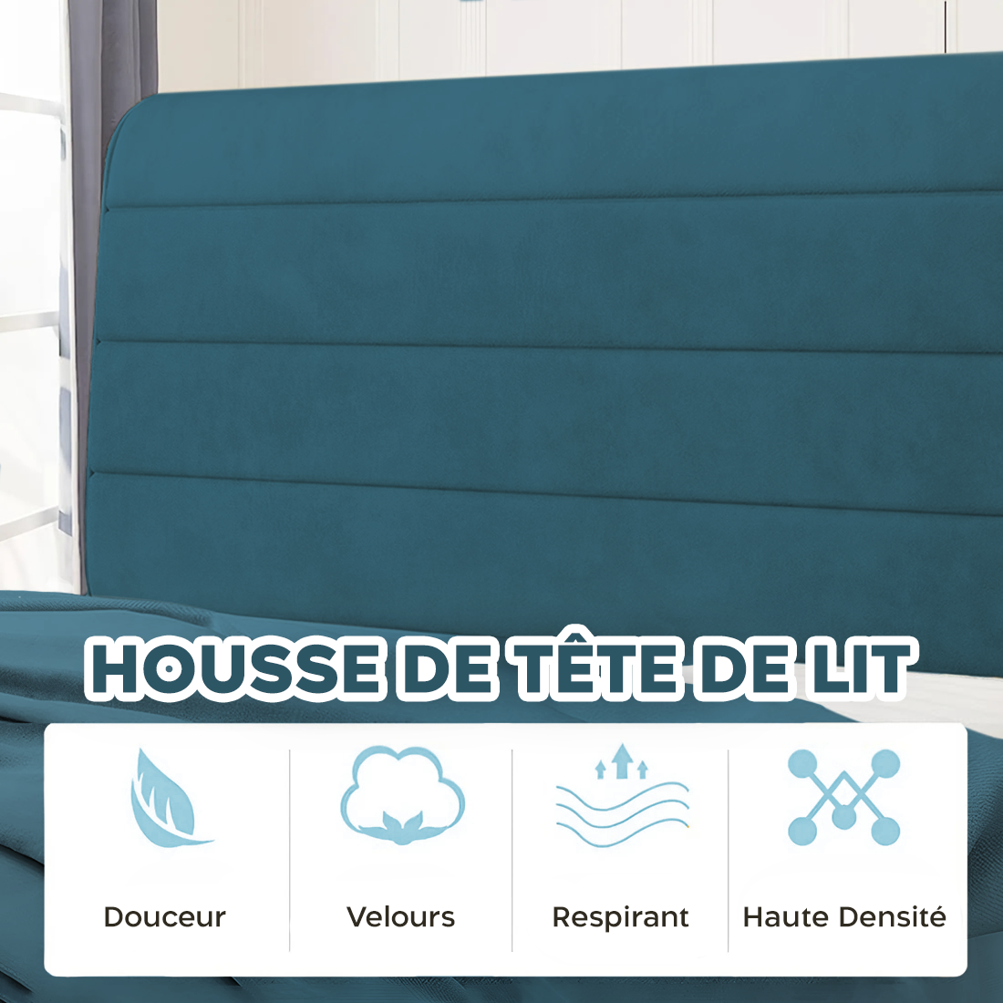Couette Matrimoniale Velours Duvet Double Face Uni avec Housse de Tête