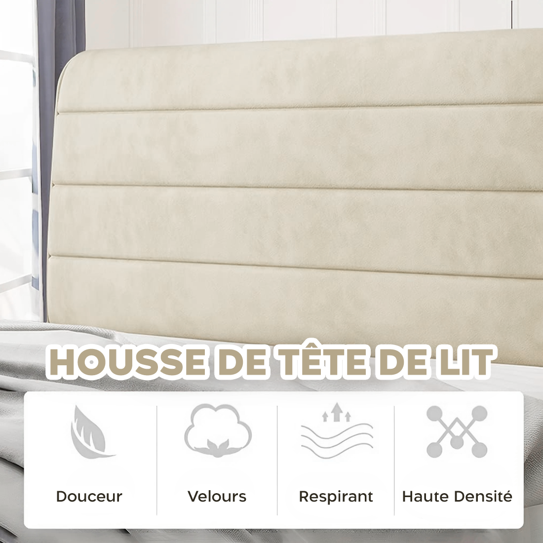 Couette Matrimoniale Velours Duvet Double Face Uni avec Housse de Tête