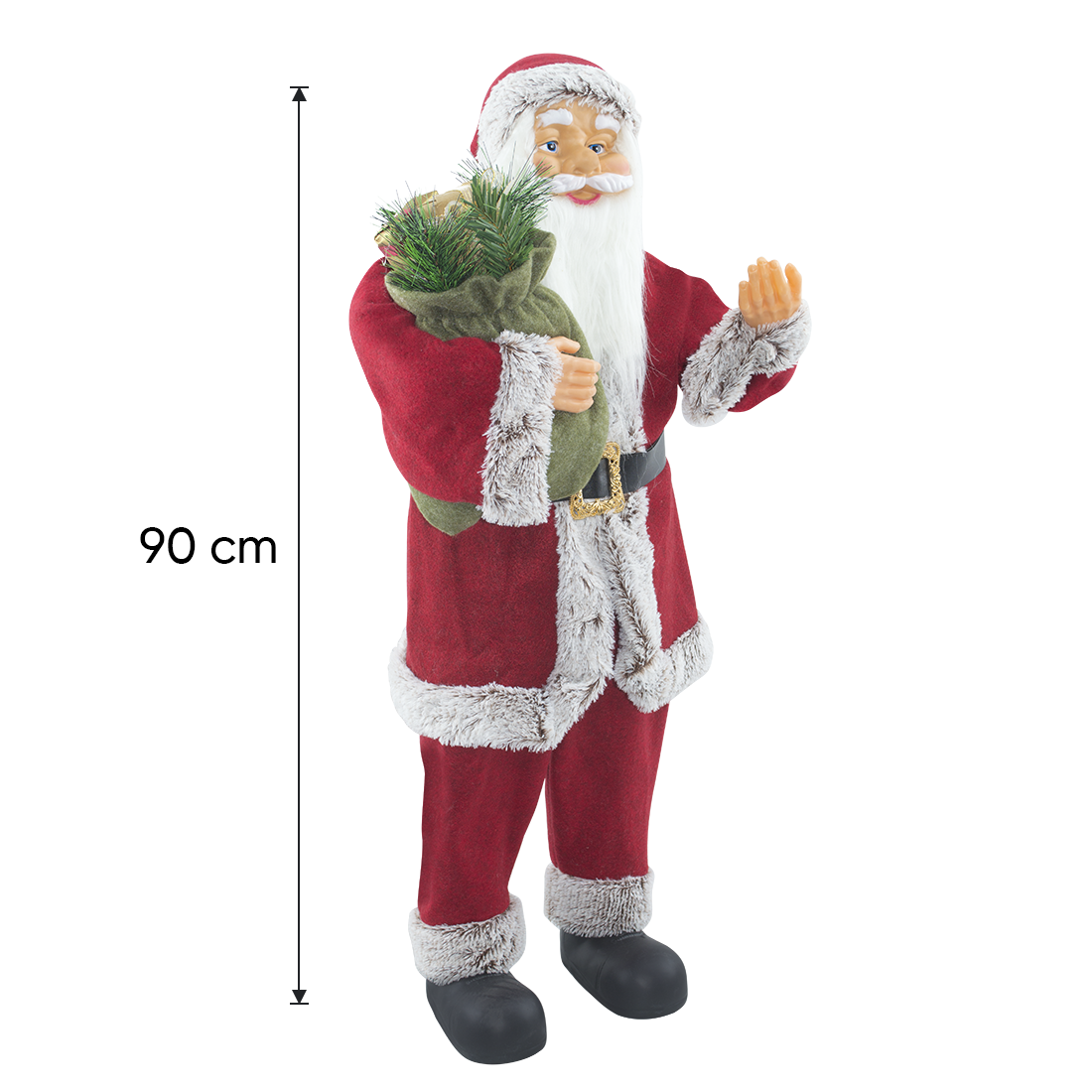 Père Noël 144410 Costume Rouge et Gris Décoration de Noël 90H cm