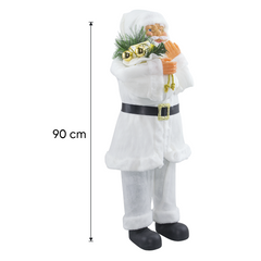 Père Noël en Habit Blanc 144506 Décoration de Noël 90H cm.