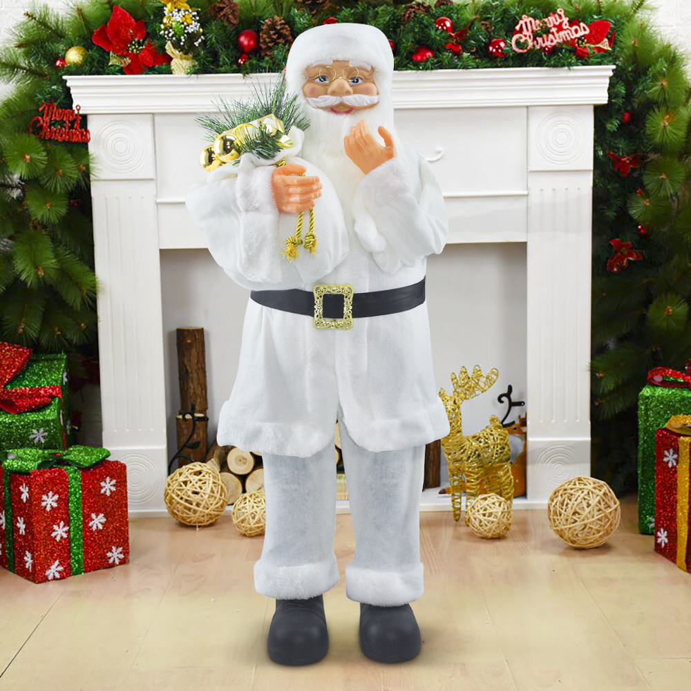 Père Noël en Habit Blanc 144506 Décoration de Noël 90H cm.