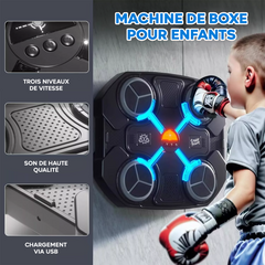 Machine de Boxe Musicale pour Enfants avec Bluetooth Lumières RGB, Sons et Gants