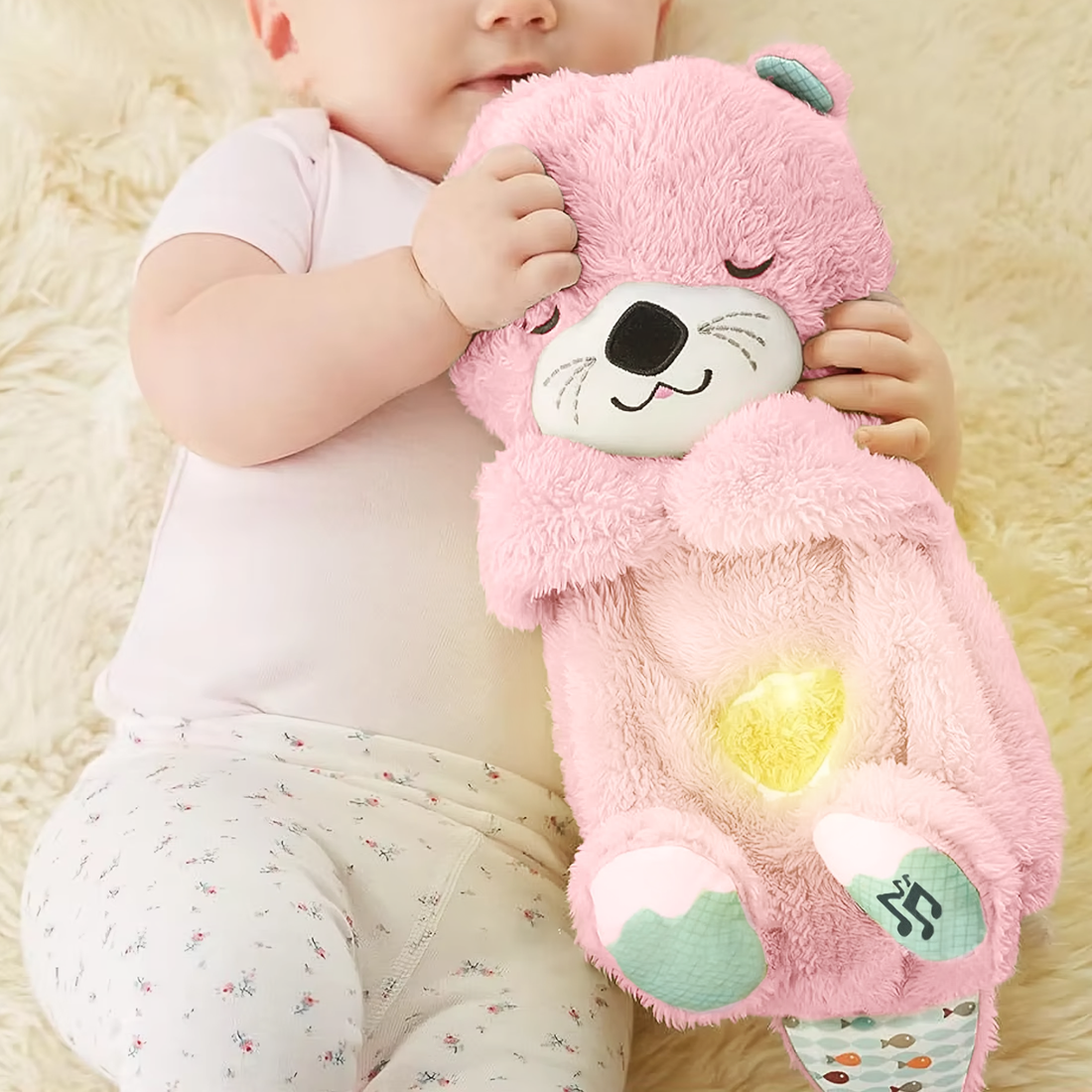 Peluche Loutre Respirant avec Musique et Lumières Apaisantes pour Bébés