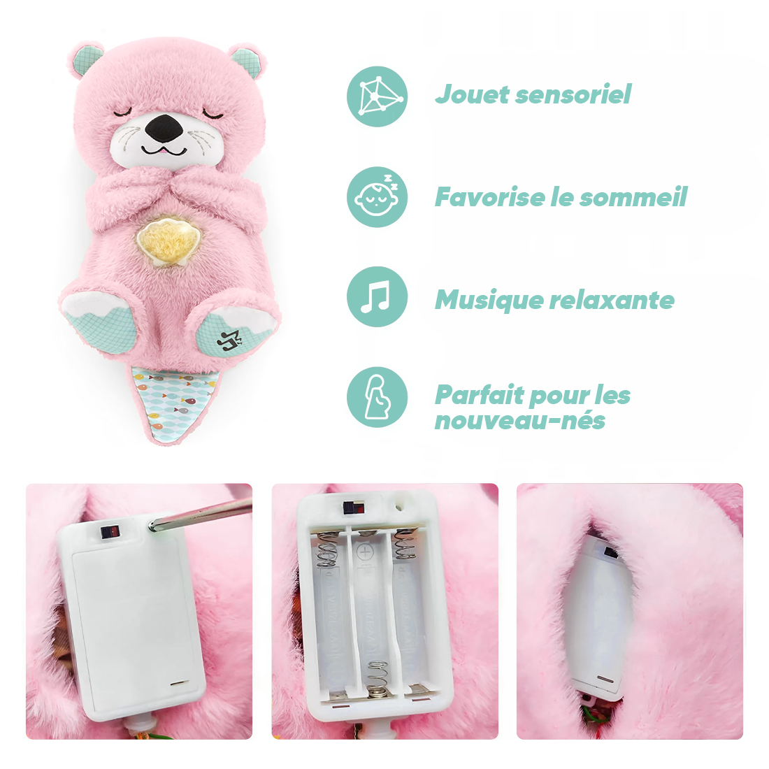 Peluche Loutre Respirant avec Musique et Lumières Apaisantes pour Bébés